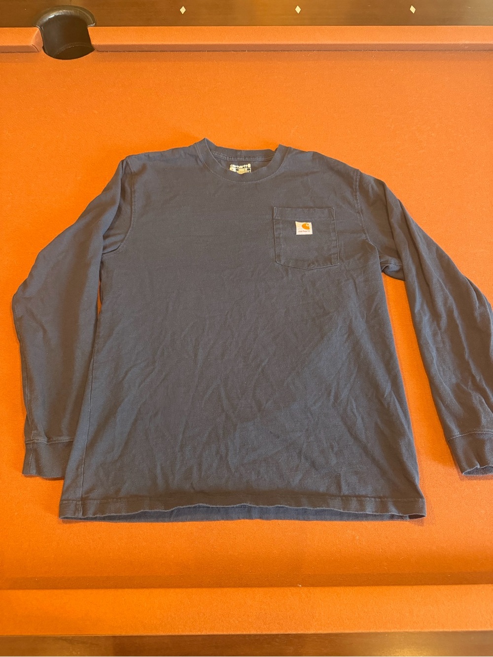 Carhartt Navy Long-Sleeve Pocket Tee with Logo Patch